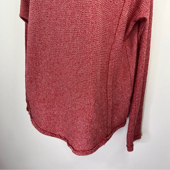 UMGEE Women's Red Turtleneck Top Size S‎ Marled Oversized Dolman Sleeve Raw Edge - Picture 3 of 11